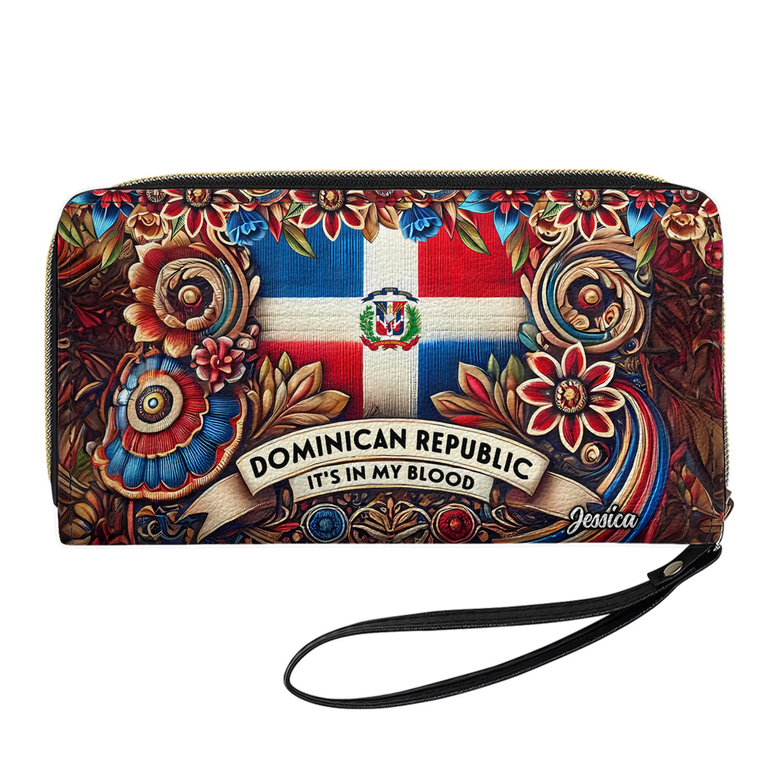 DOMINICAN - Personalized Leather Clutch Purse DOM03C