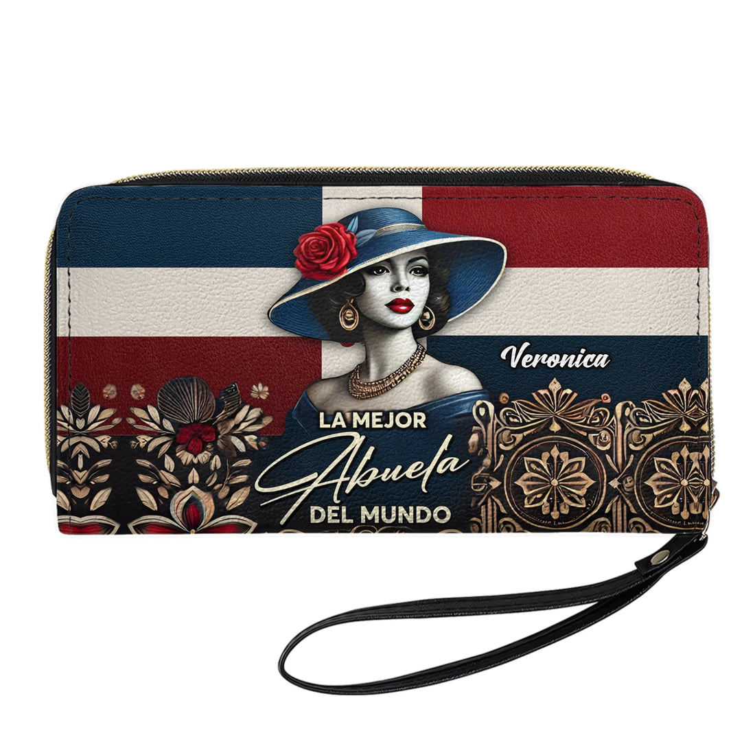 La Mejor Abuela Del Mundo - Personalized Leather Clutch Purse DOM09C