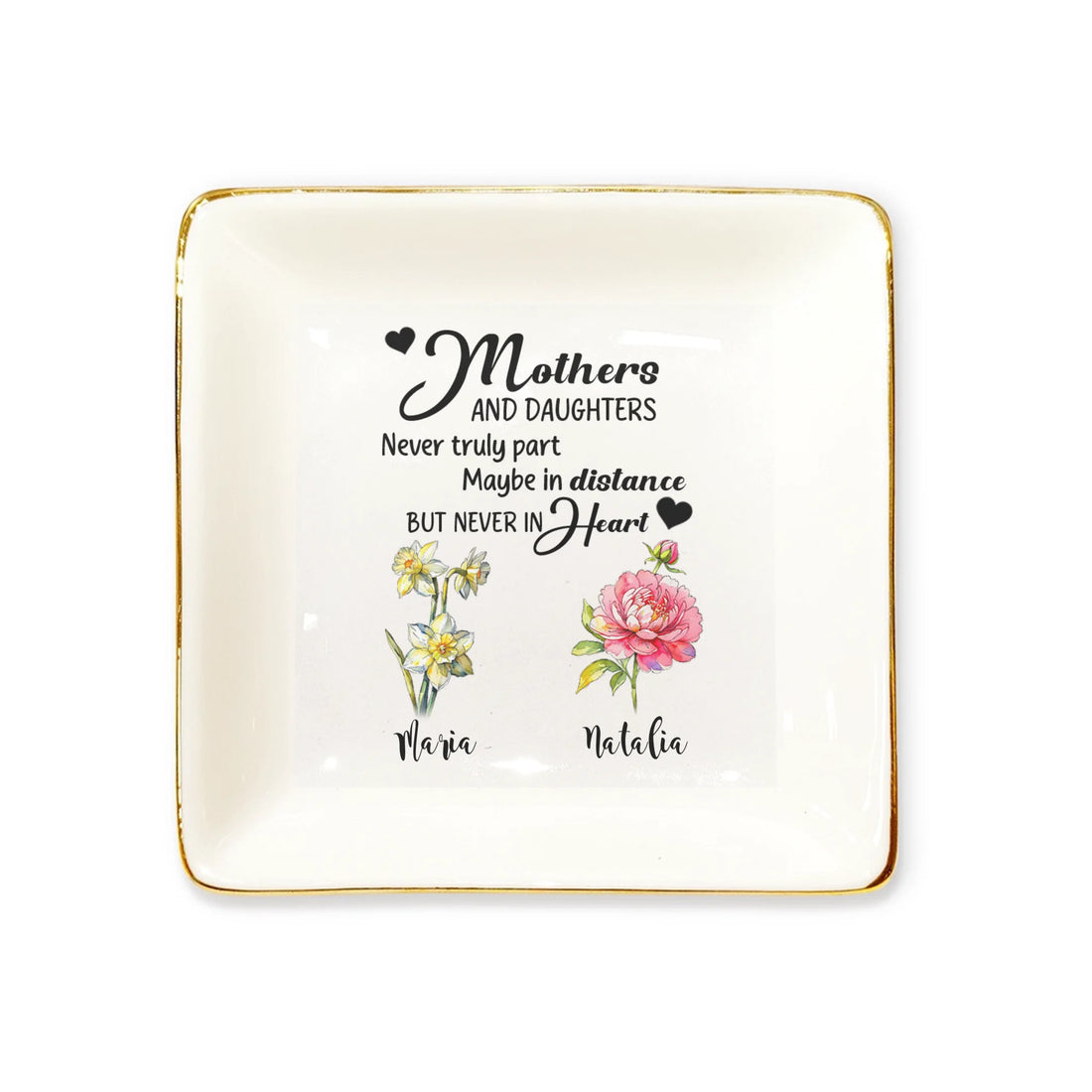 Mothers and Daughters - Personalized Ceramic Ring Dish - RD02