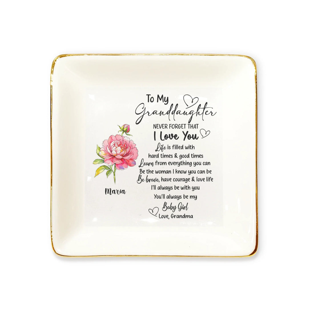 To my Grand Daughter - Personalized Ceramic Ring Dish - RD03