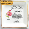 Personalized Ceramic Ring Dish For Granddaughter With Custom Name And Birth Flower