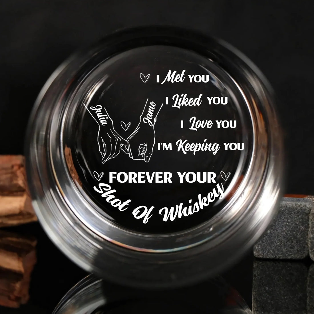 I met you, I Liked You, I Love You - Personalized Engraved Whiskey Glass EGL01
