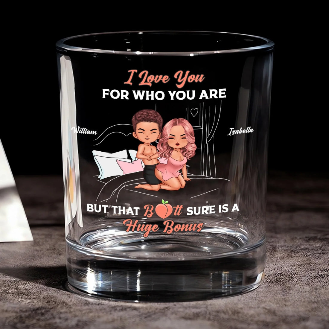 I Love You Personalized Whiskey Glass
