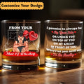 Personalized whiskey glass for couples with custom characters