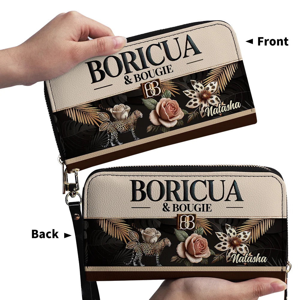 Personalized Boricua Leather Clutch Wallet