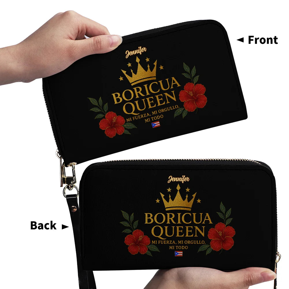 Personalized Puerto Rican Leather Clutch Wallet