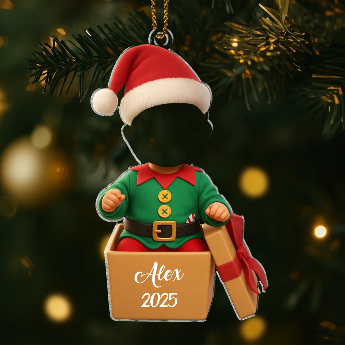 Custom Photo Baby In Box - Personalized Custom Shaped Acrylic Ornament AO04