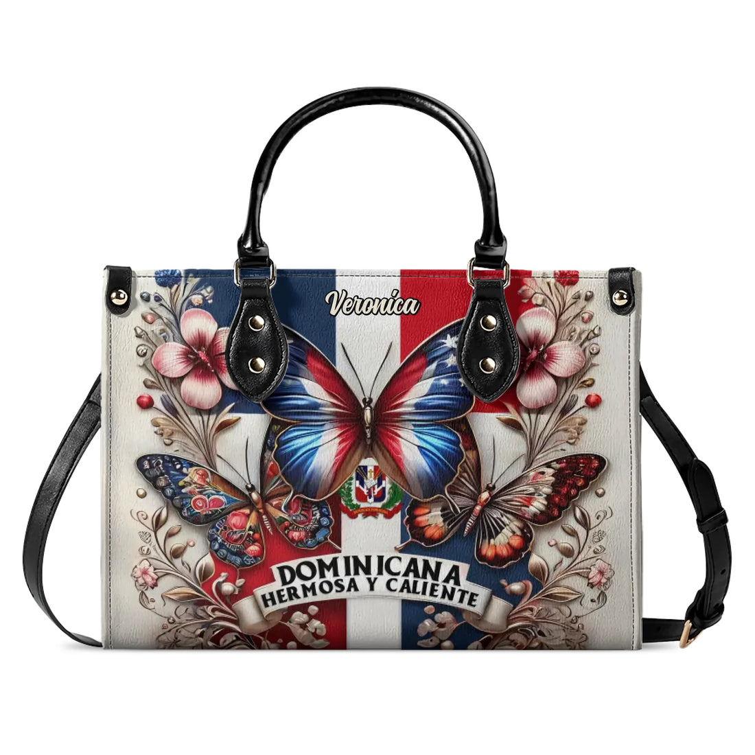 Dominicana Hermosa y Caliente - Personalized Leather Handbag DOM04