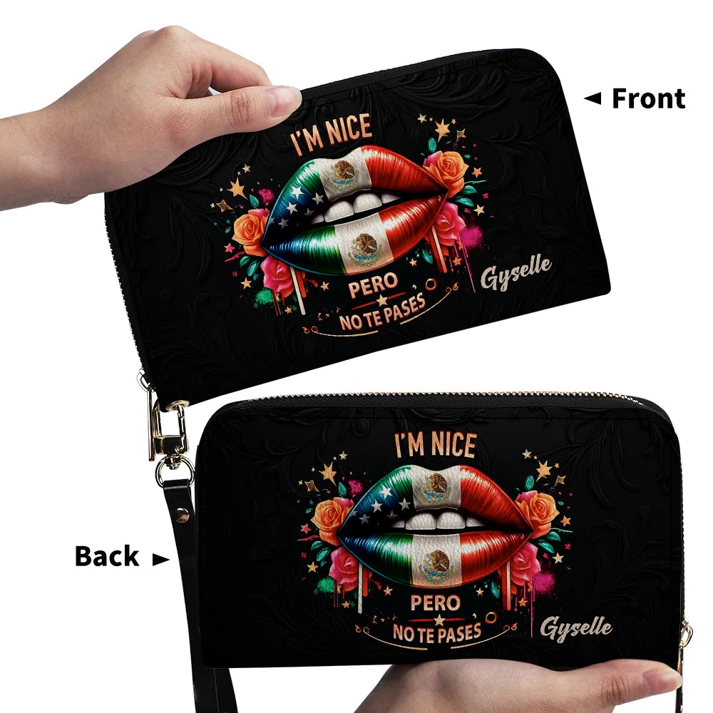 Personalized Peruvian Leather Clutch Purse