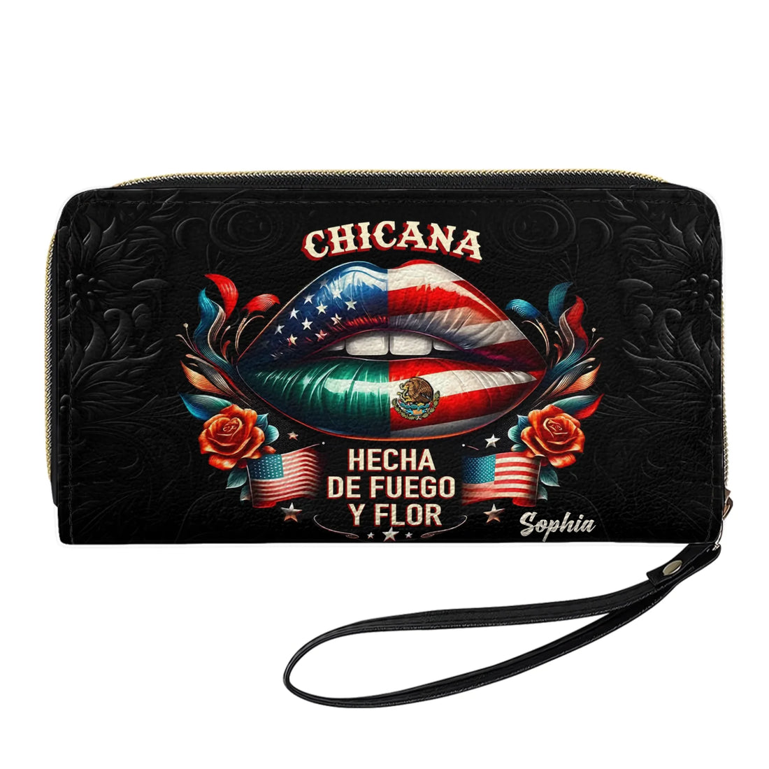 Chicana - Personalized Leather Clutch Purse MEX02C