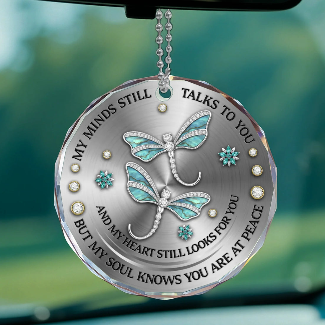 Dragonfly My Mind My Heart My Soul - Personalized Custom Car Glass Hanging Ornament CO11
