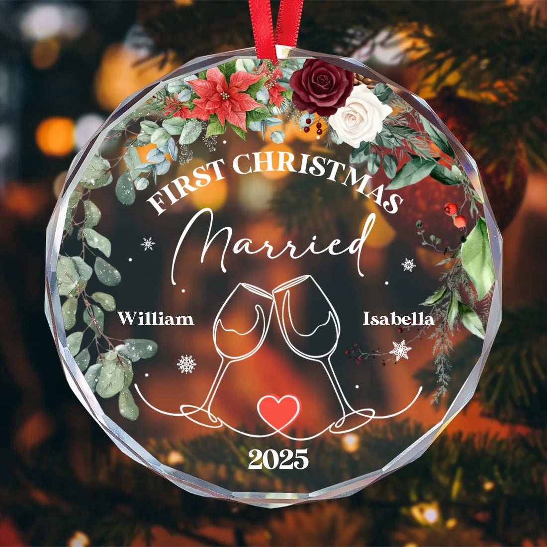 First Christmas - Personalized Custom Glass Ornament GO12