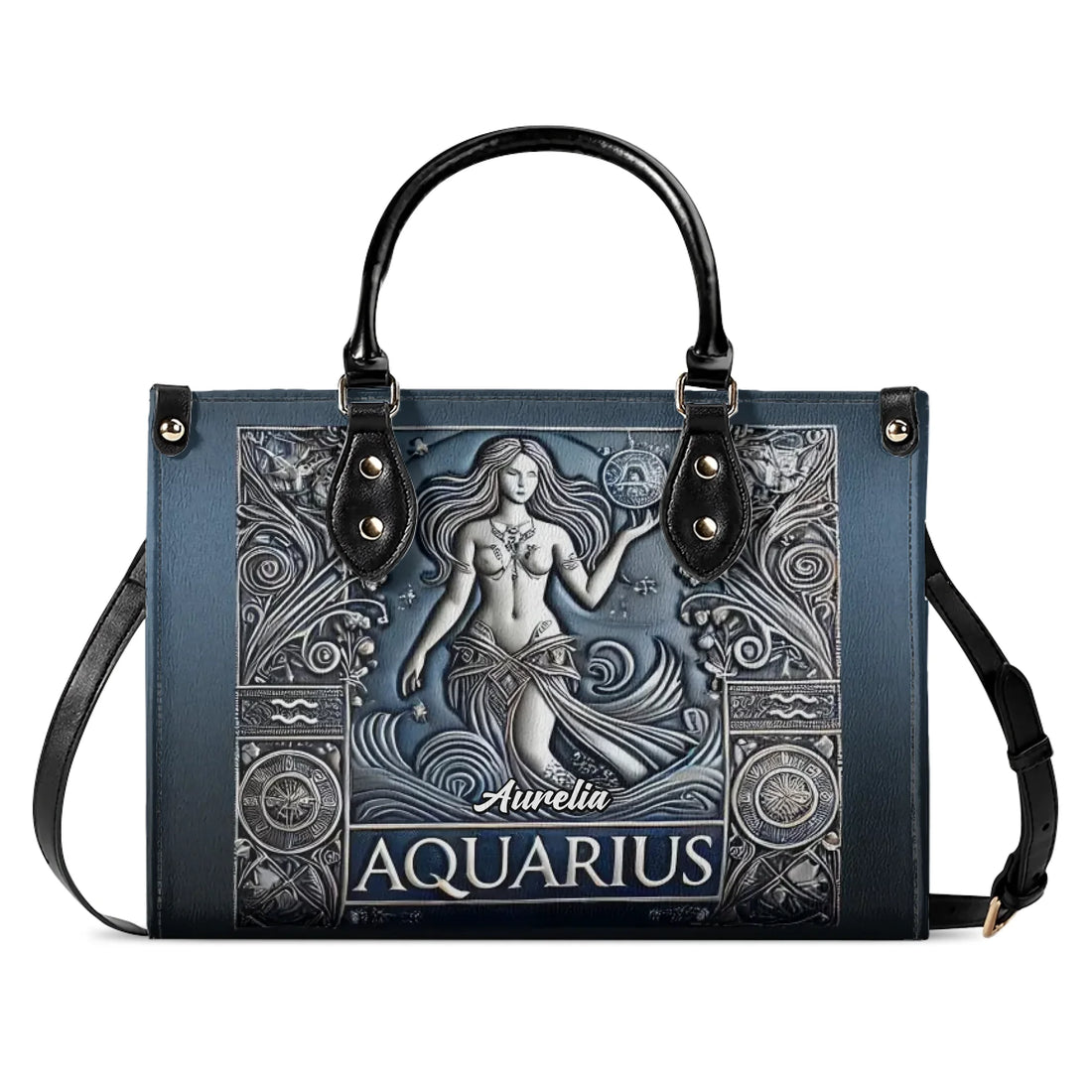Aquarius Zodiac - Personalized Leather Handbag ZOD01