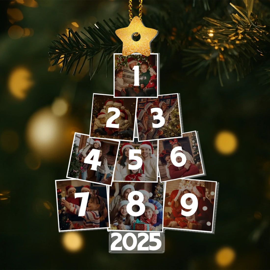 Custom Photo Family Tree Christmas - Personalized Custom Shaped Acrylic Ornament AO01