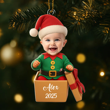 Personalized Baby In Box Christmas Ornament