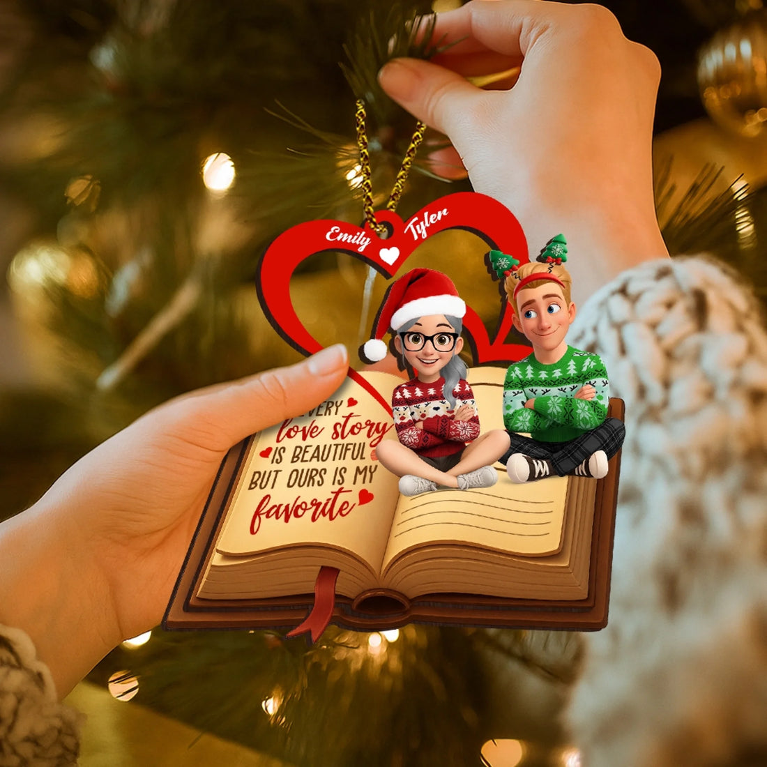 Love Story Is Beautiful Personalized Wooden Ornament For Couples