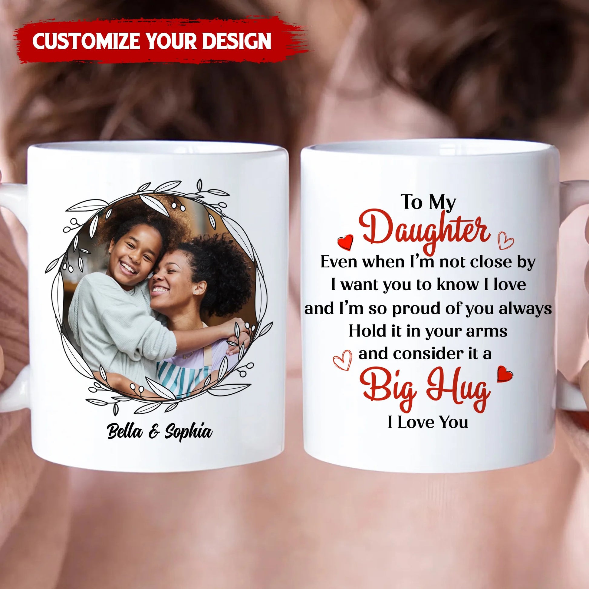 Personalized Daughter Coffee Mug With Photo And Custom Names