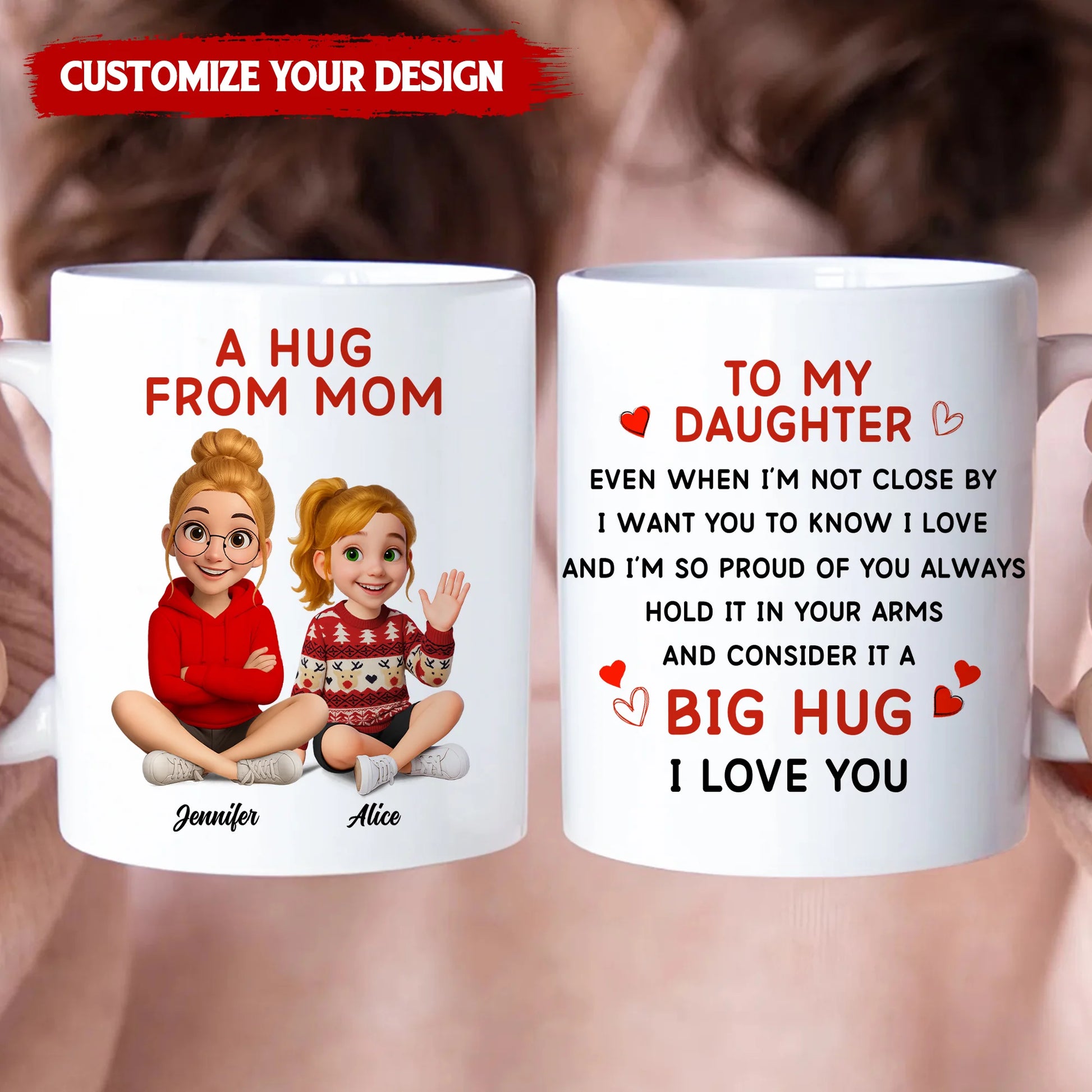 Personalized Big Hug Coffee Mug For Mom