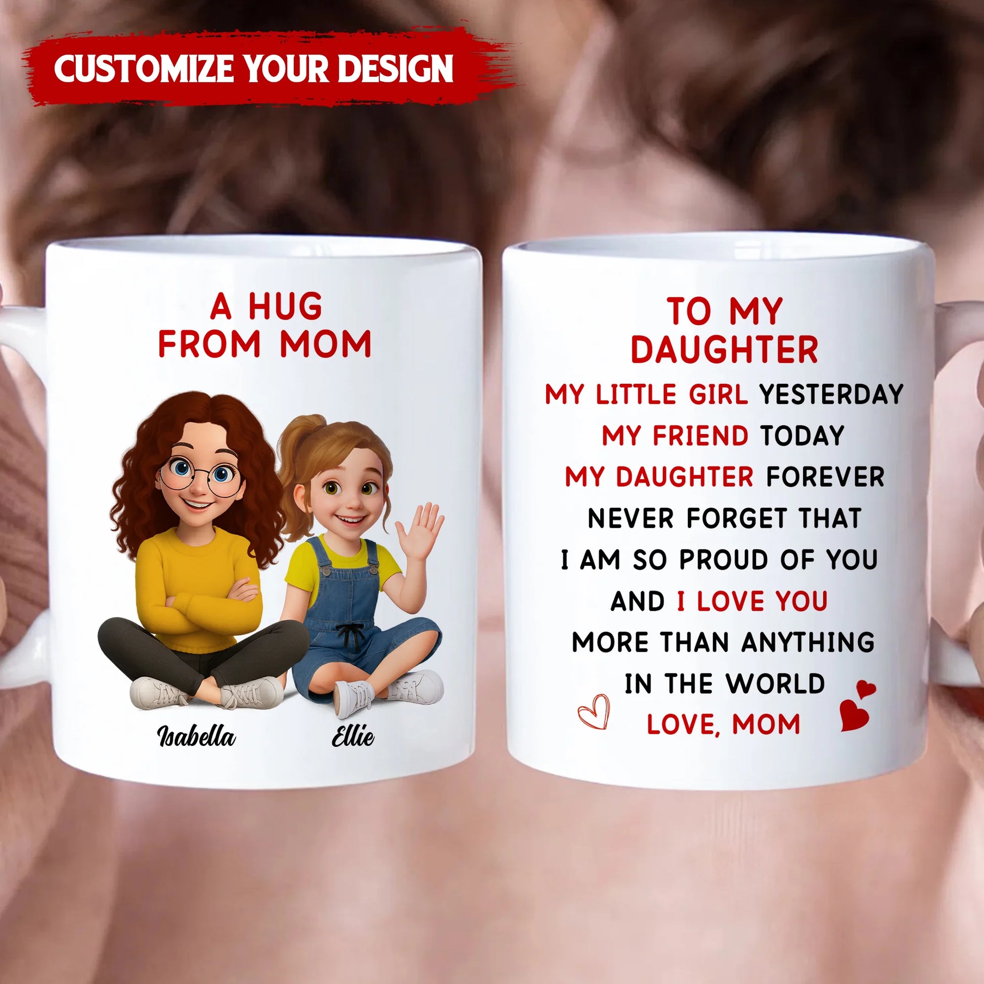 Personalized Daughter Coffee Mug From Mom With Custom Names