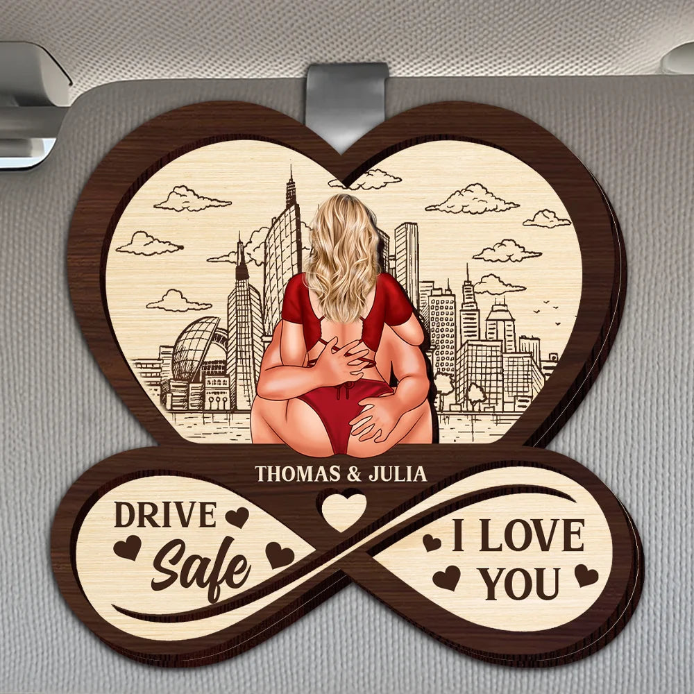 Drive safe personalized car visor clip for couples with custom names