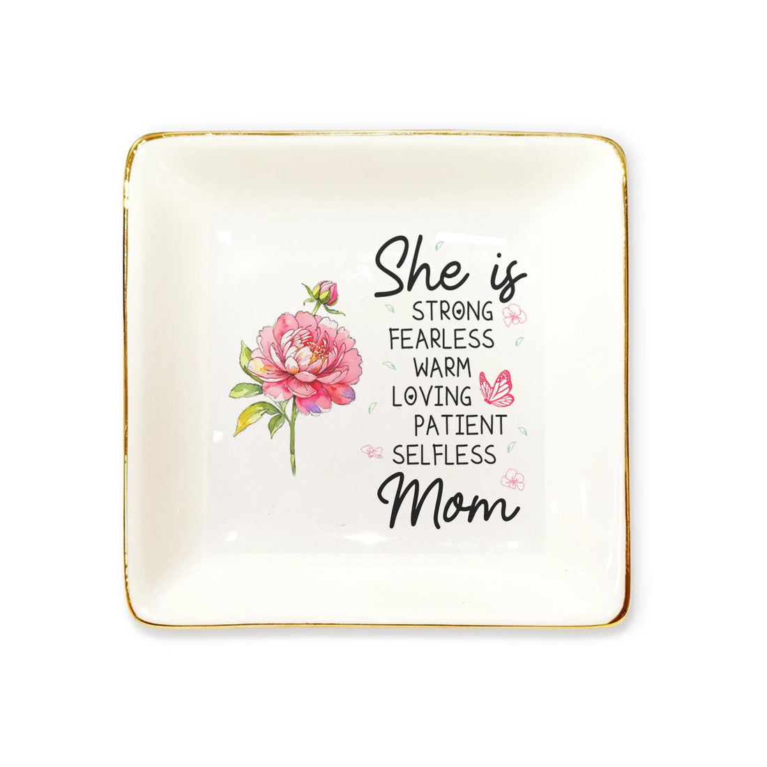 She is MOM - Personalized Ceramic Ring Dish - RD06