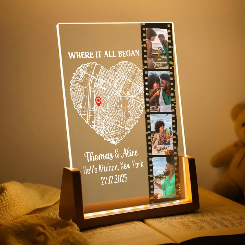 Custom Map Night Light For Couples Anniversary Gift