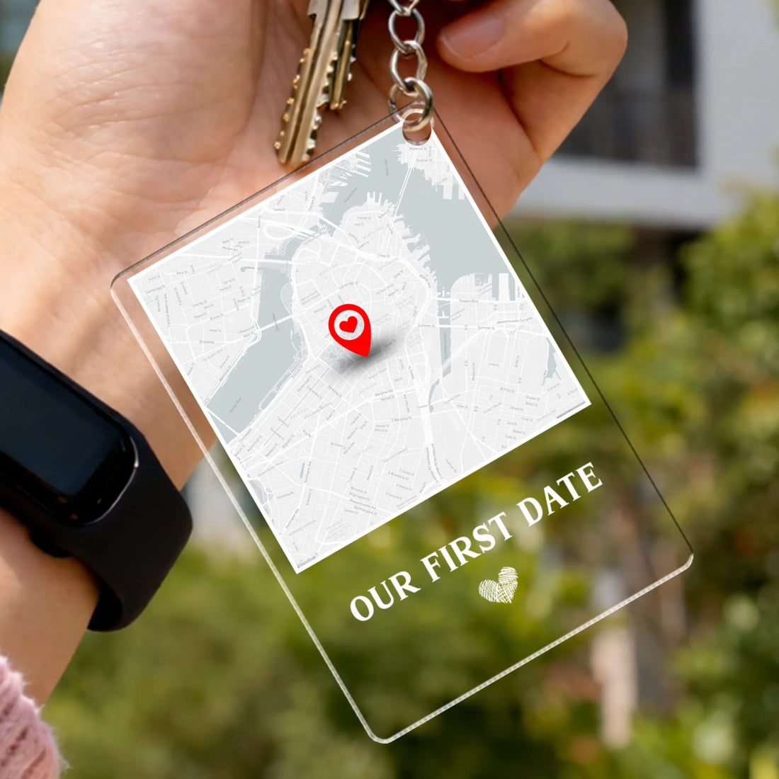 Our First Date - Personalized Custom Acrylic Keychain KC03