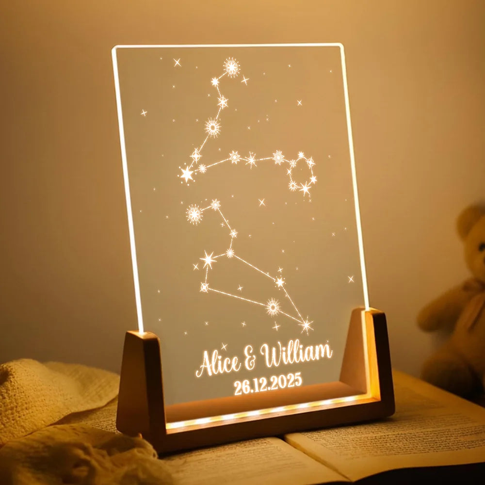 Personalized Astrology Gift Night Light With Names