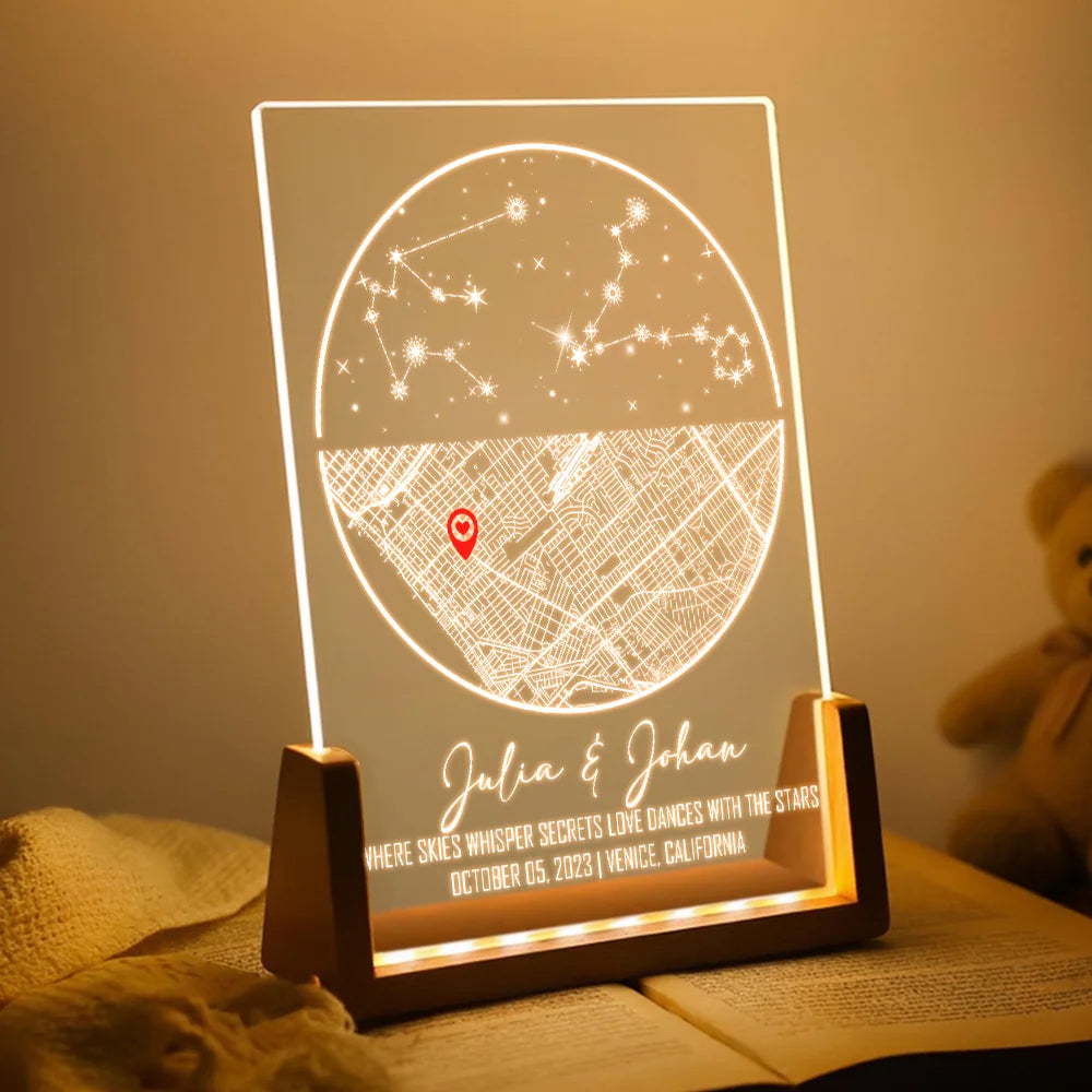 Custom night sky acrylic light anniversary gift for couples