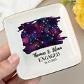 Personalized constellation ceramic ring dish for engaged couples