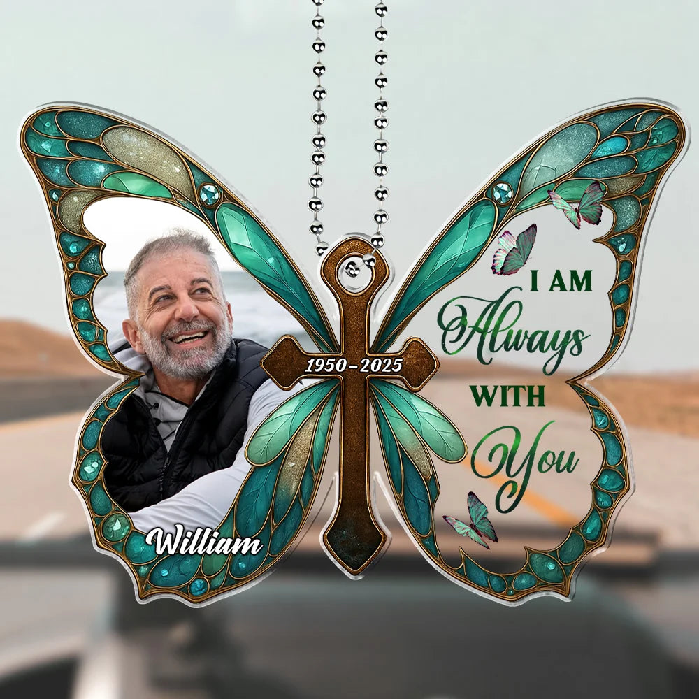 Personalized memorial butterfly car hanger with photo