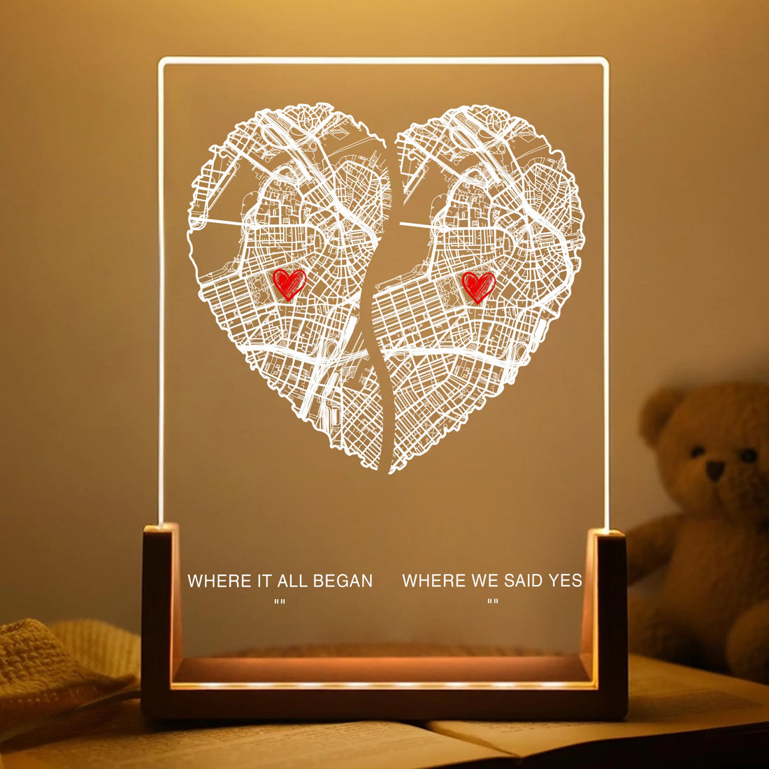 Where It All Began And Where We Said Yes - Personalized Custom Acrylic Night Light NL09