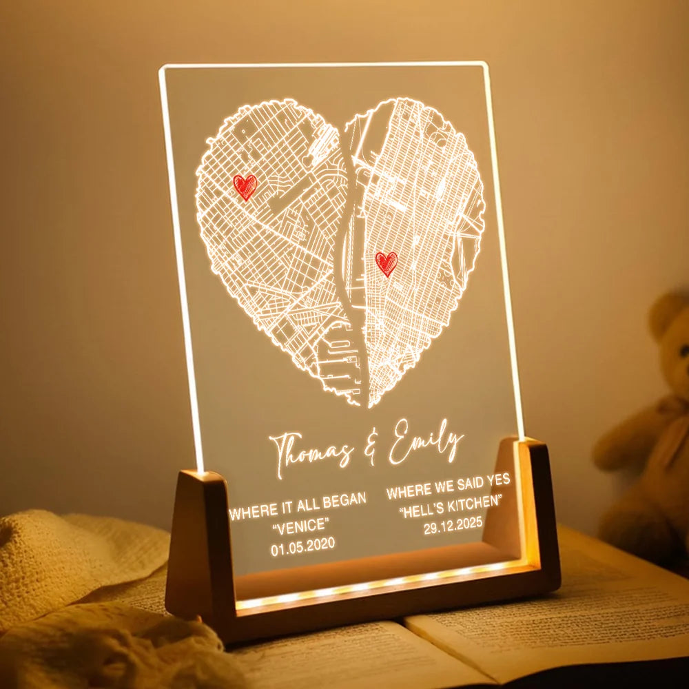Custom coordinates LED night light anniversary gift