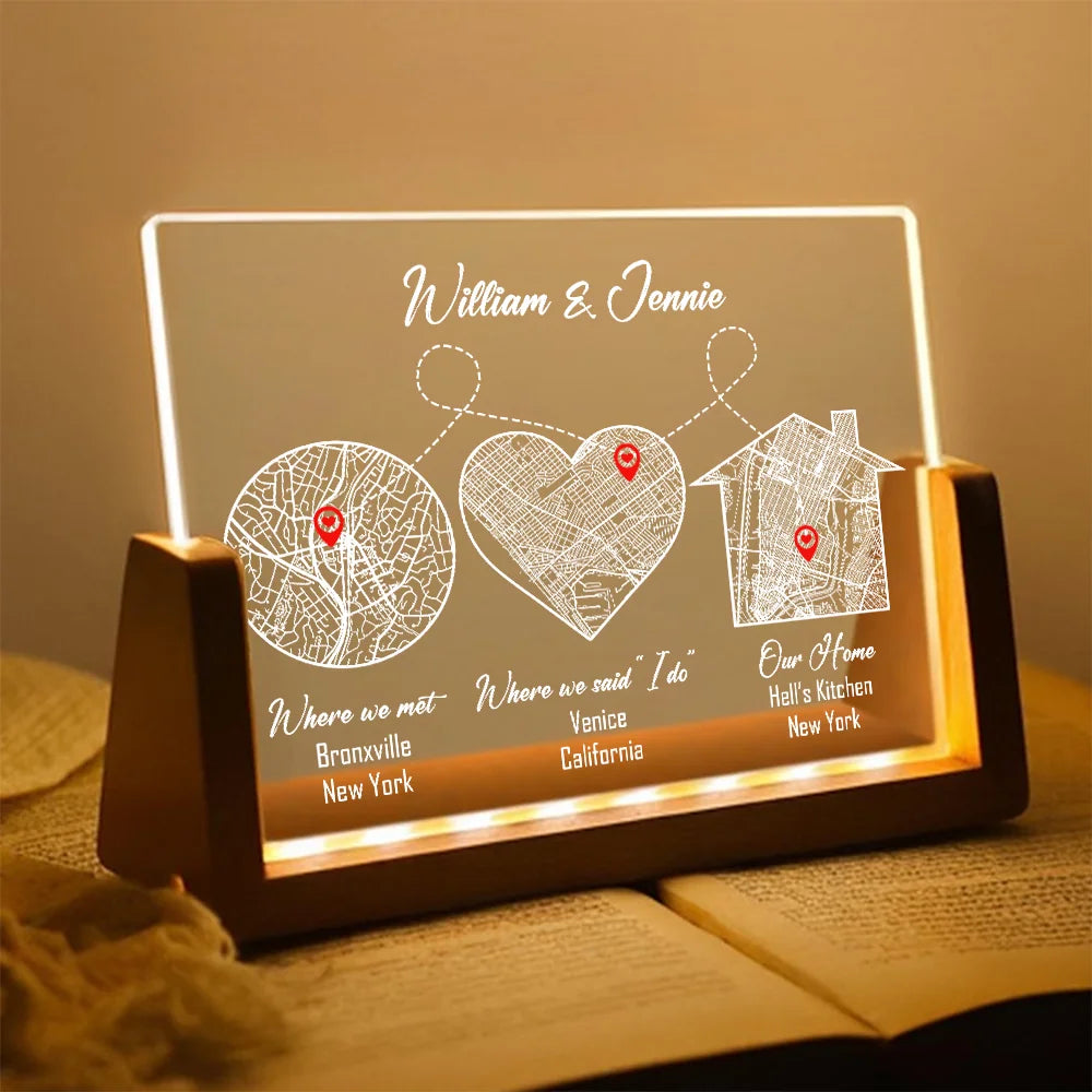 Custom coordinates LED night light anniversary gift