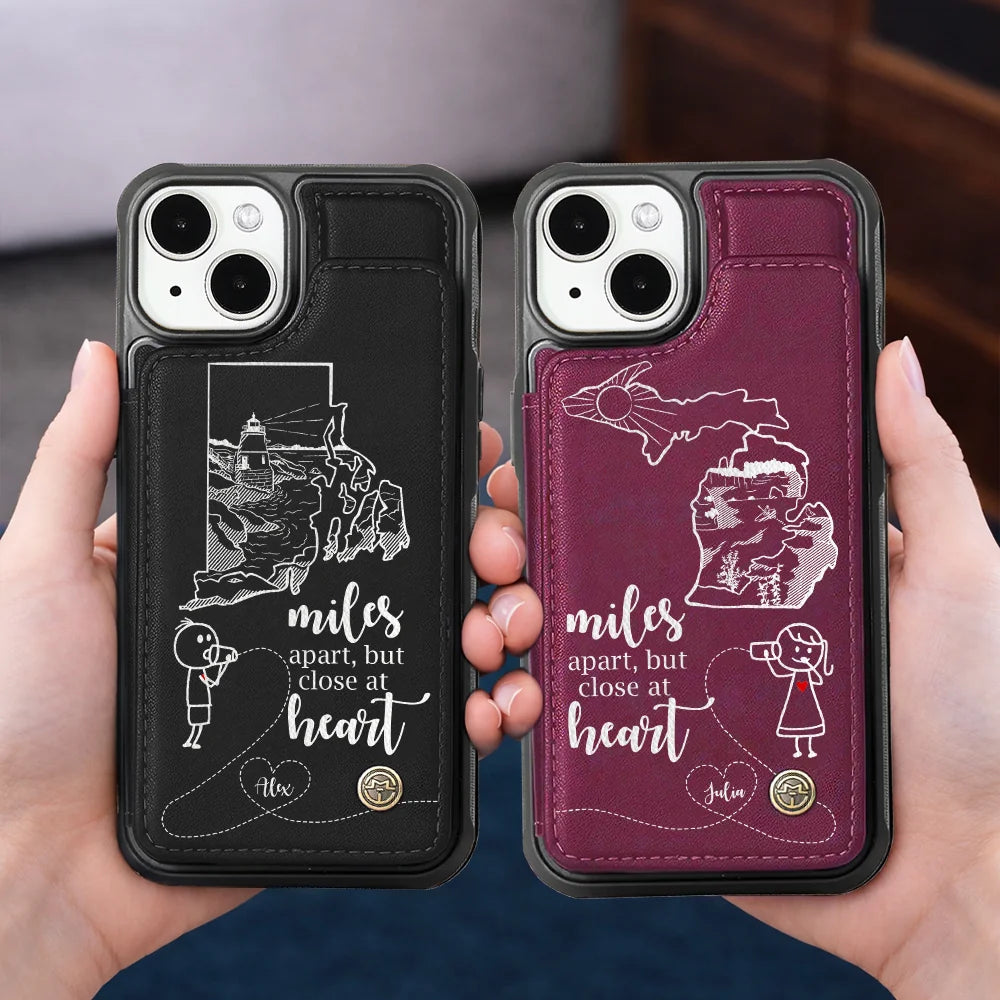 Personalized Long Distance Wallet Phone Case For Couples