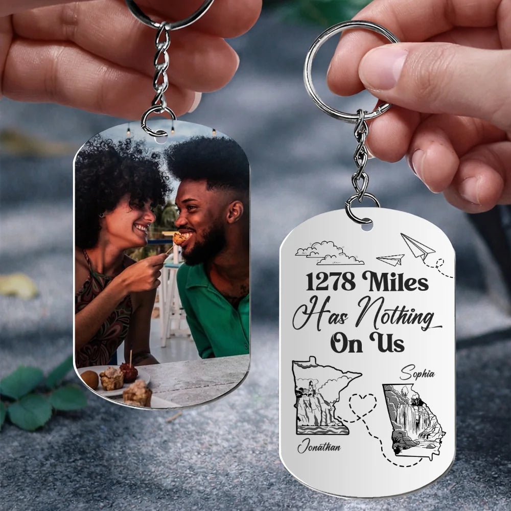 Personalized Long Distance Relationship Keychain With Photo