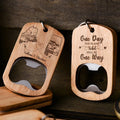 Personalized Long Distance Wooden Bottle Opener Keychain For Couples
