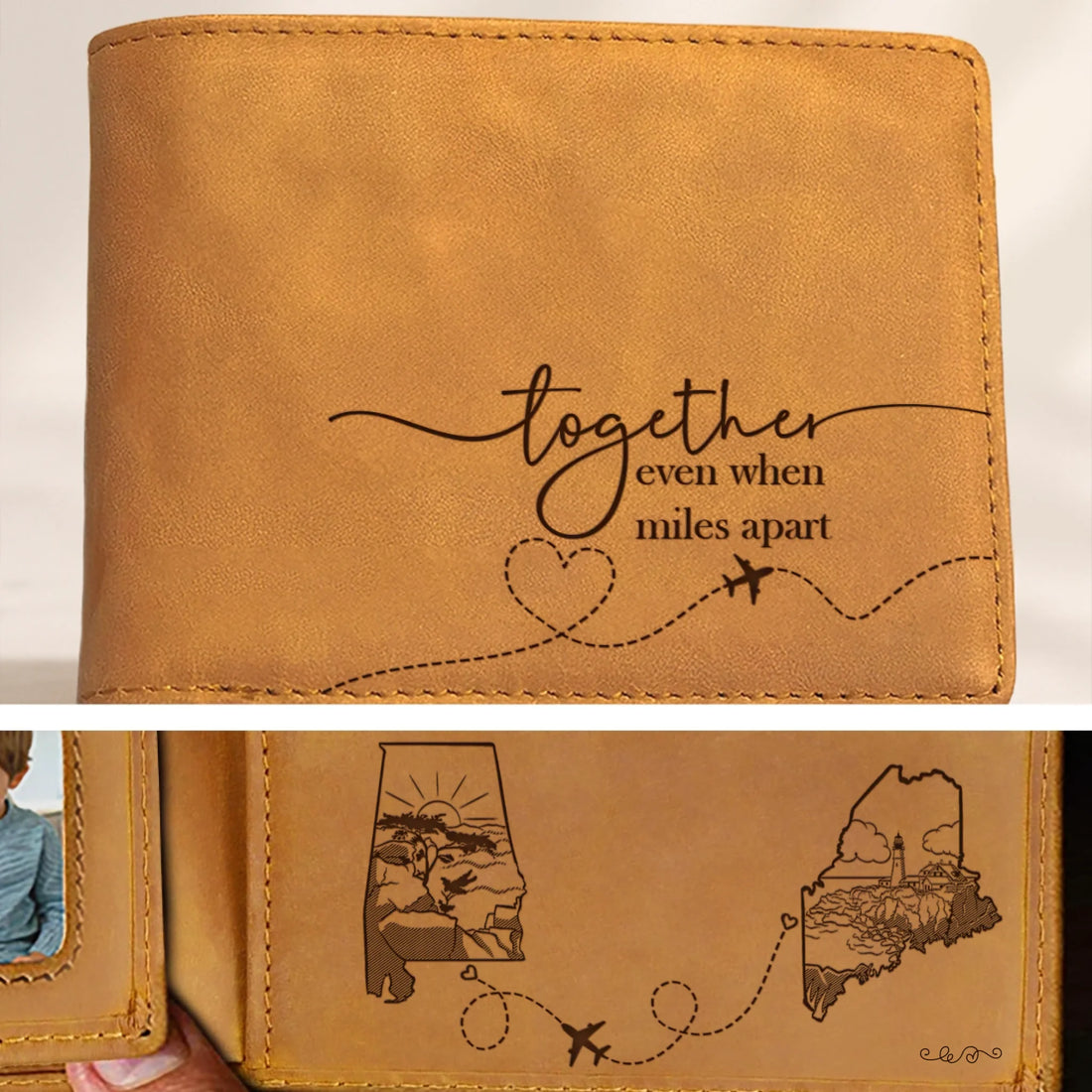 Together Even When Miles Apart - Personalized Men Leather Wallet EW10