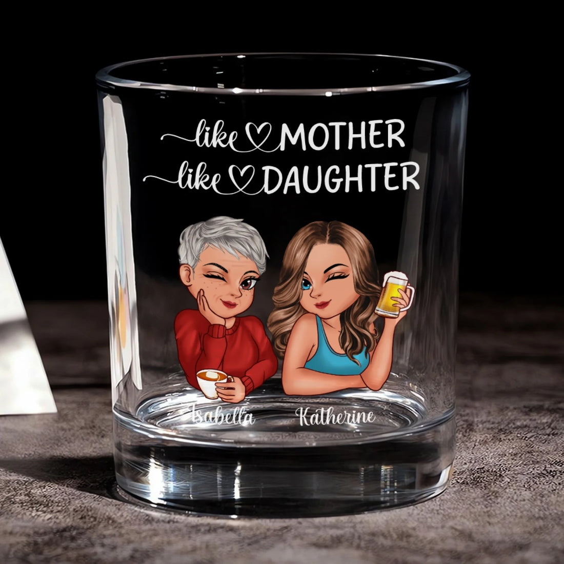 Personalized Like Mother Like Daughter Whiskey Glass