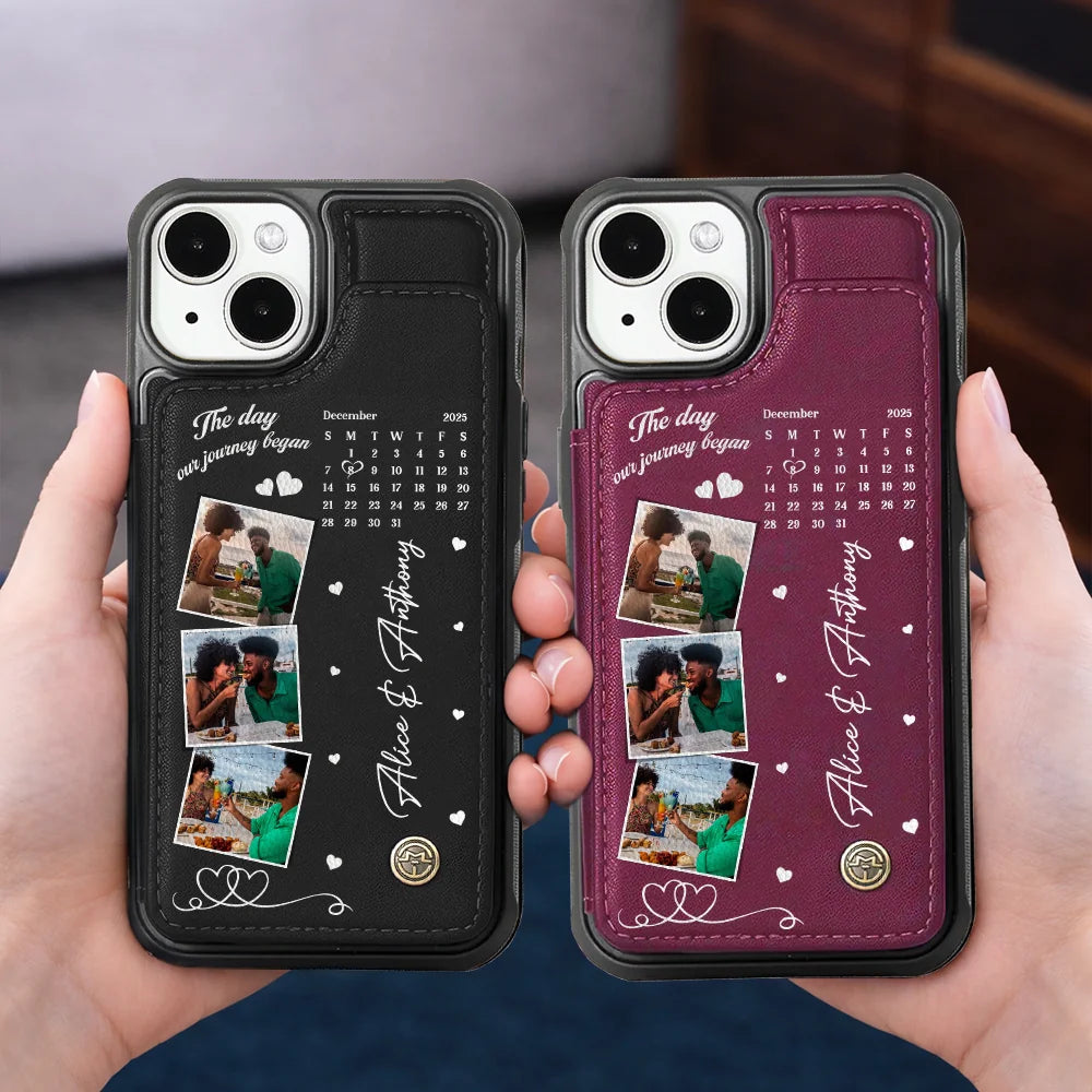 Personalized Leather Wallet Phone Case For Couples Custom Photo Gift