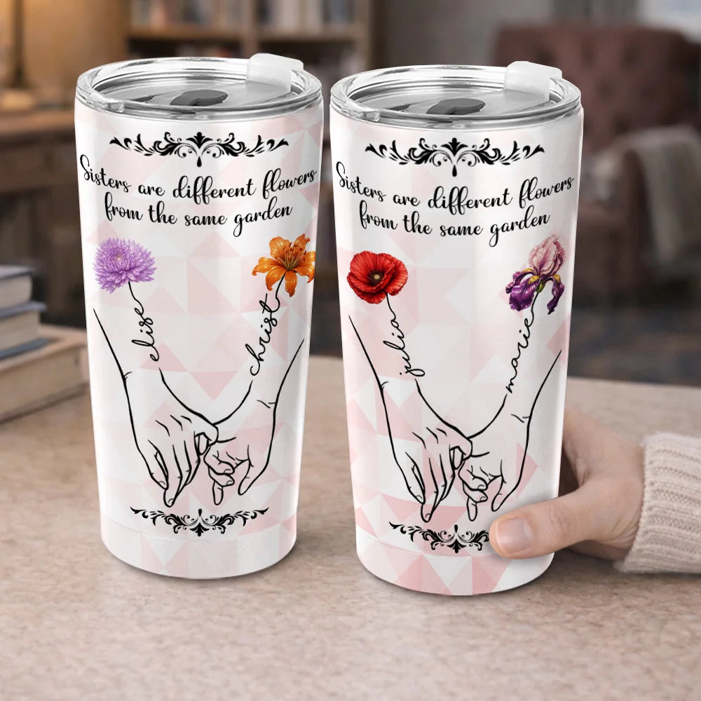 Personalized birth flower tumbler gift for best friends