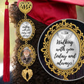 Walking With You personalized memorial graduation tassel photo charm with angel wing