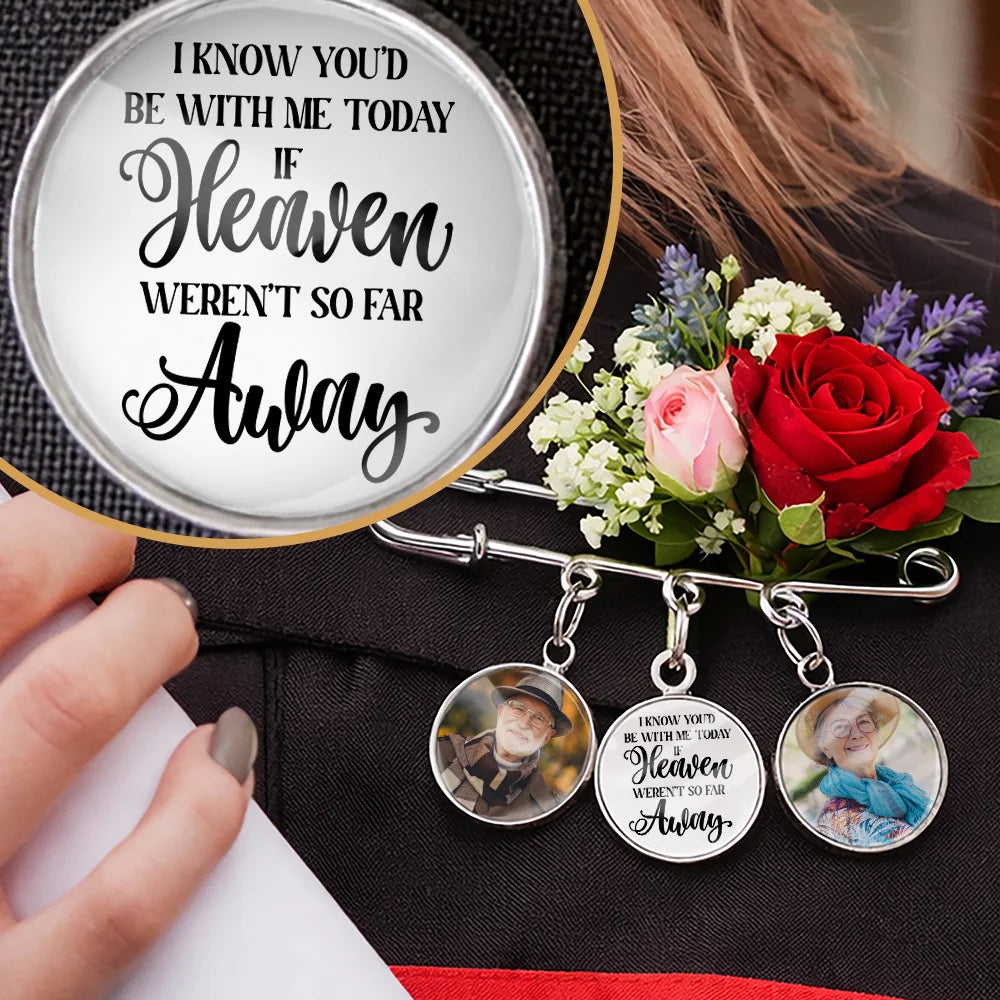 Be With Me Today personalized graduation memorial lapel pin with custom photo charms