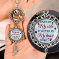 Forever In My Heart personalized memorial photo charm car ornament with angel wing pendant