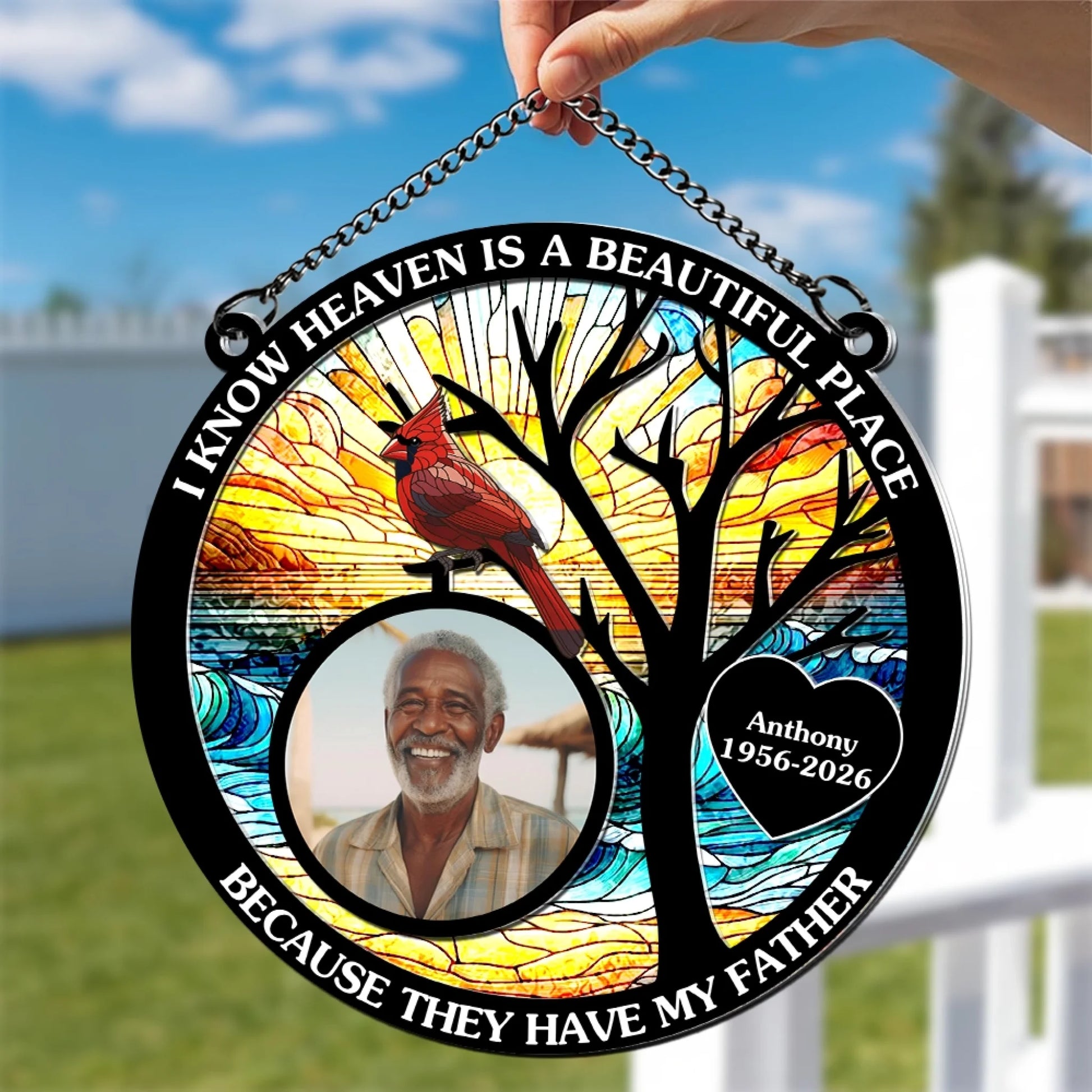 Cardinal memorial window hanging suncatcher remembrance gift