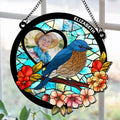 Personalized cardinal stained glass memorial suncatcher with family photo