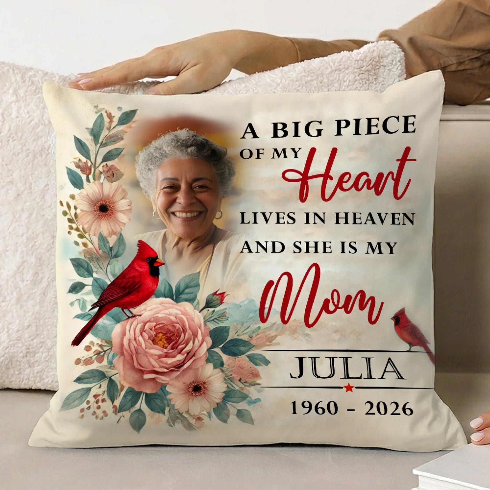 Custom photo memorial pillow sympathy gift for loved one