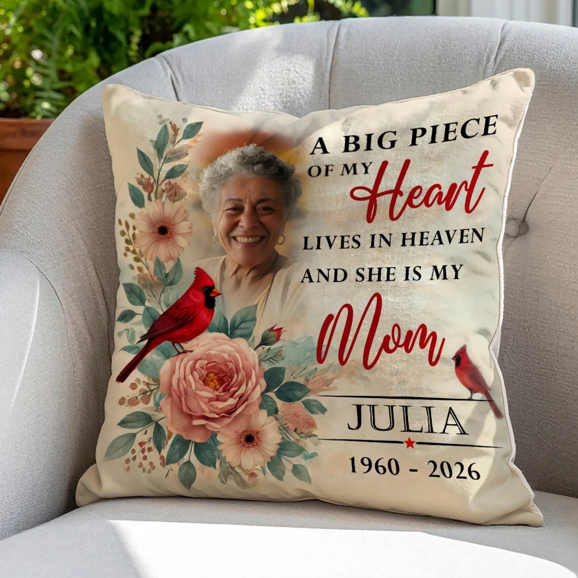 Personalized remembrance pillow with custom photo keepsake