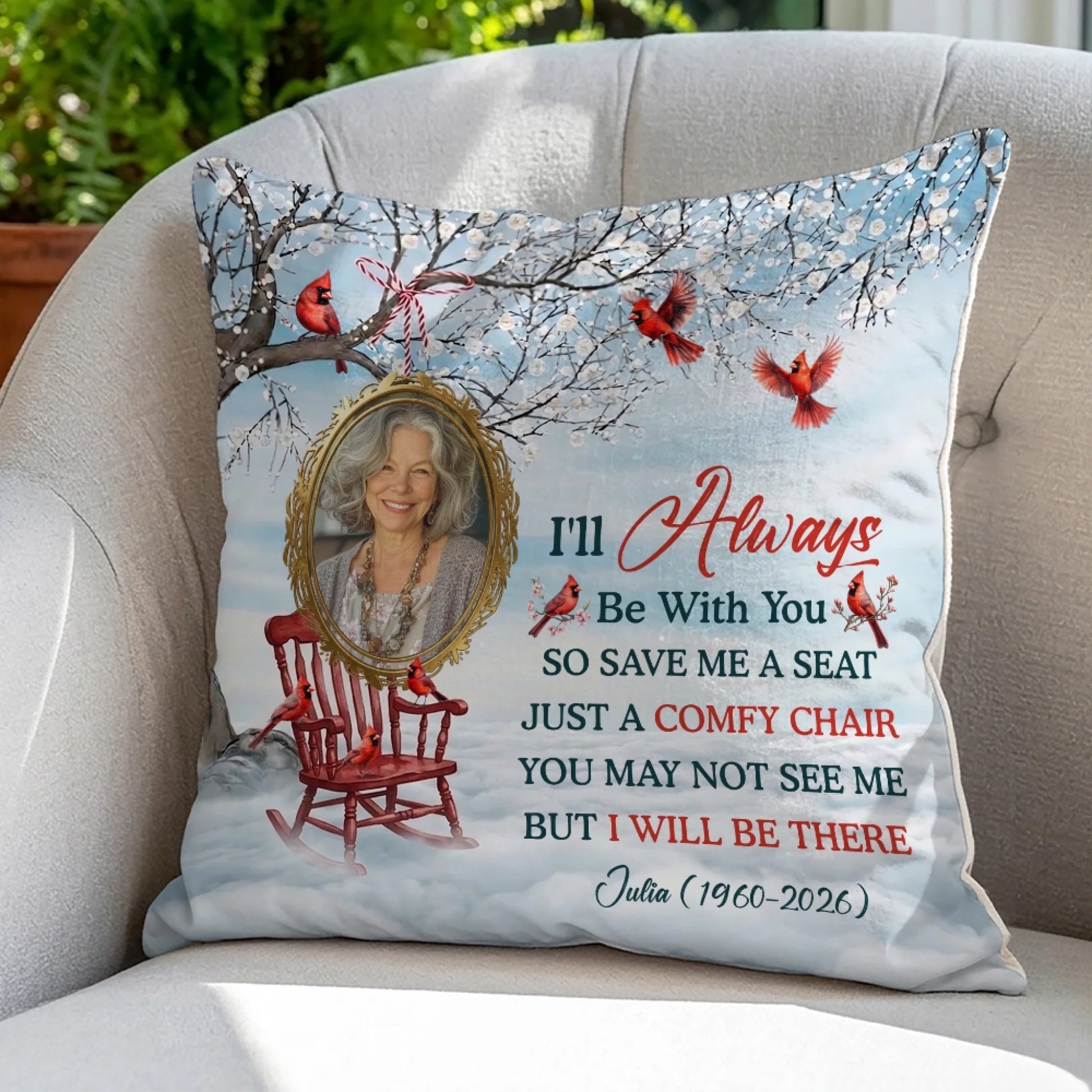 Custom photo remembrance pillow sympathy gift for family