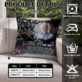 Memorial throw pillow size chart and product details